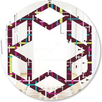 Designart 'Retro Abstract Design XVII' Printed Modern Round or Oval Wall Mirror - Hexagon Star - Multi