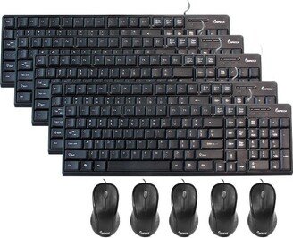 Impecca Pro Pack Desktop USB Keyboard and Mouse Combo, Black (5-Pack Combo)