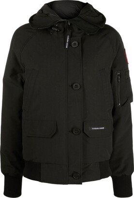 Logo-Patch Hooded Down Jacket-AB