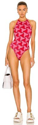 Wavy Triangle Crinkle Swimsuit in Red