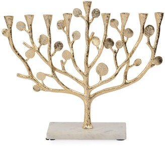 Botanical Leaf Gold Menorah