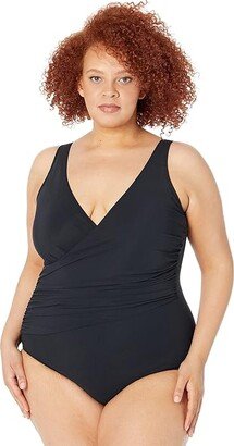 Plus Size Slimming Swimwear Tank Suit (Black) Women's Swimsuits One Piece