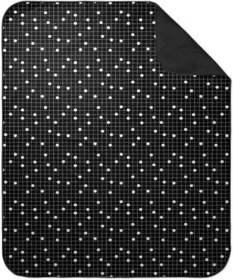 Picnic Blankets: Dot Line - Black And White Picnic Blanket, Black