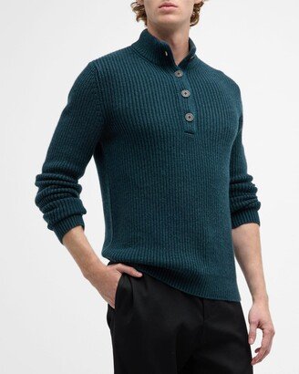 Men's Connor Cashmere Quarter-Button Sweater