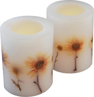 Jh Specialties Inc/lumabase Lumabase Set of 2 Dried Flowers Flickering Led Candle