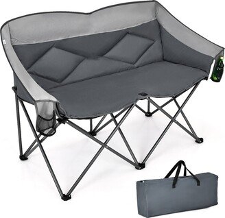 Folding Camping Chair Loveseat Double Seat w/ Bags & Padded