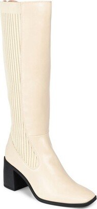 Womens Winny Tru Comfort Foam Stacked Heel Knee High Boots Bone 6