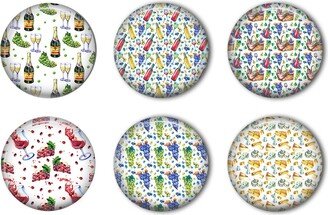 Wine & Cheese Round Refrigerator Magnet Set