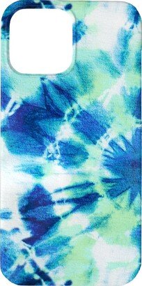 Custom Iphone Cases: Tie Dye Ink Splat Indigo And Green Phone Case, Silicone Liner Case, Matte, Iphone 13 Pro, Blue