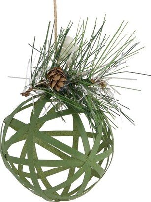 Northlight 5 Green Rattan Style Christmas Ball Ornament with Pine Cone