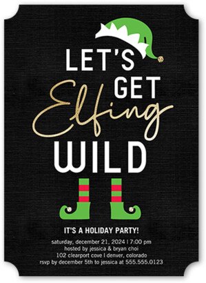 Holiday Invitations: Elfing Wild Holiday Invitation, Black, 5X7, Matte, Signature Smooth Cardstock, Ticket