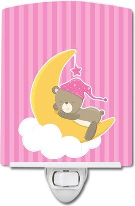 Baby Girl Bear Sleeping Ceramic Night Light