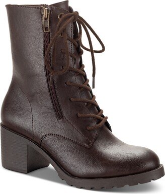 Sheilaa Lace-Up Zip Lug Combat Booties, Created for Macy's