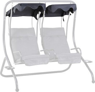 2-Seater Swing Canopy Replacement with Tubular Framework, Outdoor Swing Seat Top Cover, Dark Gray