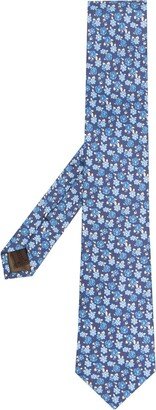 Floral-Print Silk Tie-AA