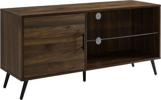 Single Door Mid-Century Modern TV Stand for TVs up to 58 Dark Walnut - Saracina Home