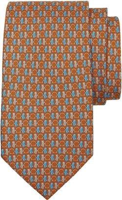 Teddy Bear-Print Silk Tie-AB