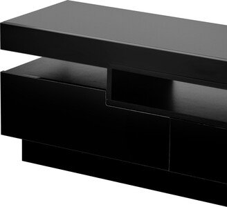 Modern High Gloss TV Stand with 4 Open Shelves-AA