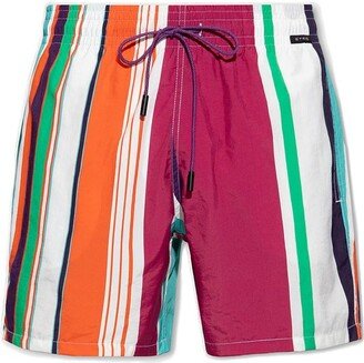 Striped Drawstring Swim Shorts-AB