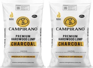 Campirano Premium All Natural Hardwood Bulk Black Lump Charcoal, Burns Longer and Hotter, Perfect for Smokers or Ceramic Grills, 40 Pound Bag (2 Pack)