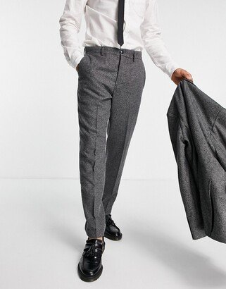 suit pants in slim cropped gray herringbone