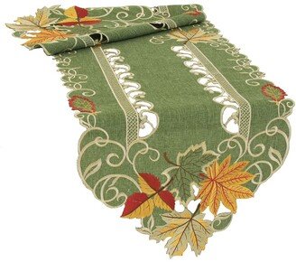 Delicate Leaves Embroidered Cutwork Fall Table Runner 72