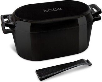 Dutch Oven with Lid, Enameled Cast Iron, 3.4 Qt, Black