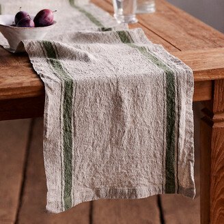 Lithuanian Linen Runner, Green Stripe