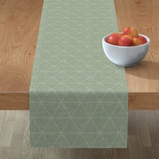 Table Runners: Boho Triangles - Sage Table Runner, 90X16, Green