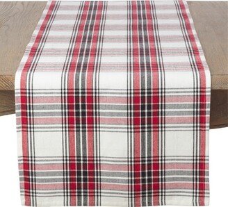 Saro Lifestyle Classic Plaid Pattern Design Casual Cotton Table Runner, 16