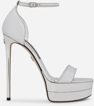 Mirrored-effect calfskin platform sandals