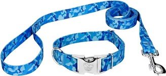 Country Brook Petz Premium Blue Bone Camo Collar and Leash (1 Inch, Extra Large)