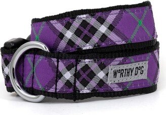 The Worthy Dog Bias Plaid Dog Collar - Purple - XL