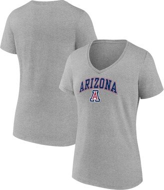 Women's Branded Heather Gray Arizona Wildcats Evergreen Campus V-Neck T-shirt