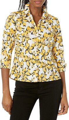 Women's Plus Size Lucie 3/4 Sleeve Hibiscus Bloom Blouse