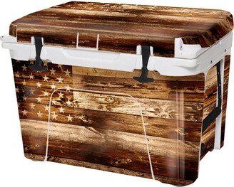 Custom Cooler Vinyl Wrap Skin Decal Fits Yeti Roadie 48 Wheeled | Cooler Not Included Personalized - Full USA Flag Wood Patriotic