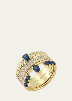 TYPE JEWELRY 14K Yellow Gold The Dainty Type Stack Ring with Sapphires and Diamonds