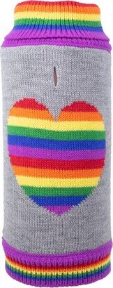 The Worthy Dog Rainbow Heart Turtleneck Pullover Sweater - Gray - M