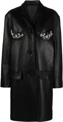 Embellished Leather Coat-AA