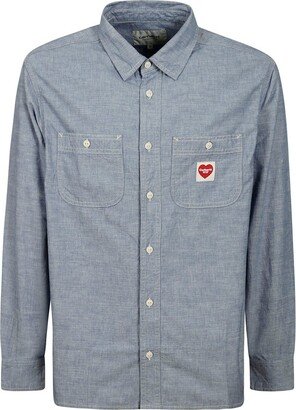 Logo Patch Long-Sleeved Denim Shirt