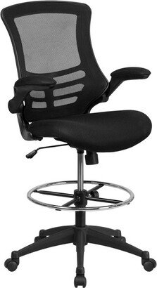 Emma and Oliver Mid-Back Black Mesh Ergonomic Draft Chair - Adjustable Ring & Flip-Up Arms