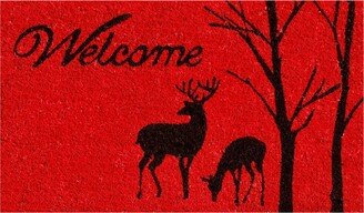 Winter Welcome 17 x 29 Coir/Vinyl Doormat - Red/black