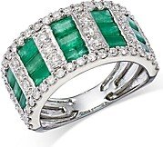 Emerald & Diamond Ring in 14K White Gold - 100% Exclusive