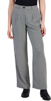 Juniors' Patterned Pleated-Waist Trouser Pants