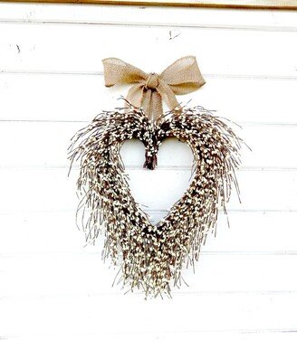 Mother's Day Wreath-Antique White Heart-Mother's Gift-Gift For Mom-Housewarming-Valentine's Decor-Anniversary Gift-Sympathy Gift