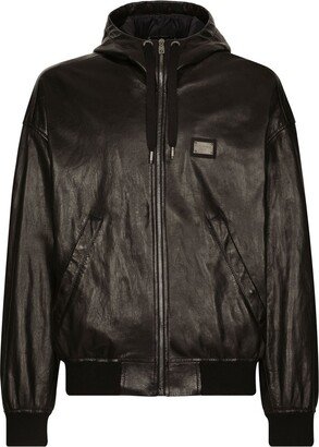 Hooded Leather Jacket-AH