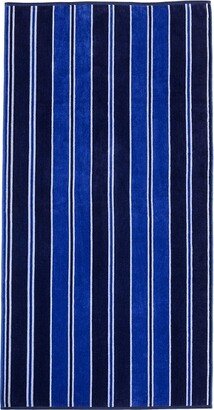 Cotton Stripe Oversized 34” x 64” Beach Towel, Blue - Blue Nile Mills