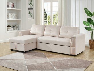 Velvet Reversible Sofabed Sectional Sofa & Chaise - 91 Wide