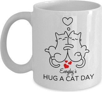 Hug A Cat Day Mug - Lovers Gift,, Funny Birthday, Christmas, Valentines Gift