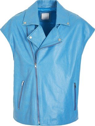 Leather Oversize Sleeveless Biker Jacket Jacket Azure